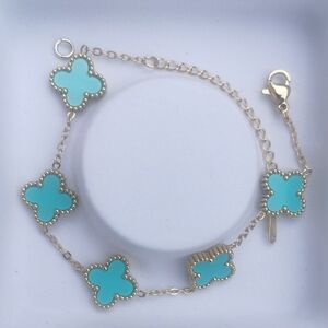 Teal Blue Clover Bracelet/ V.C. / V.C&A Inspired